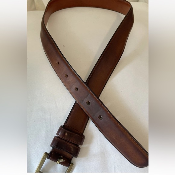 COACH Authentic Glove Leather Belt Mens Sz 34 85 Honey Brown Brass Buckle 7603 - Picture 10 of 13